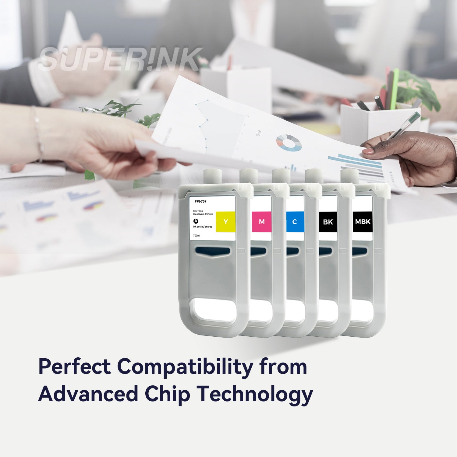 Compatible Canon PFI-707 700ml Ink Combo MBK/BK/C/M/Y By Superink