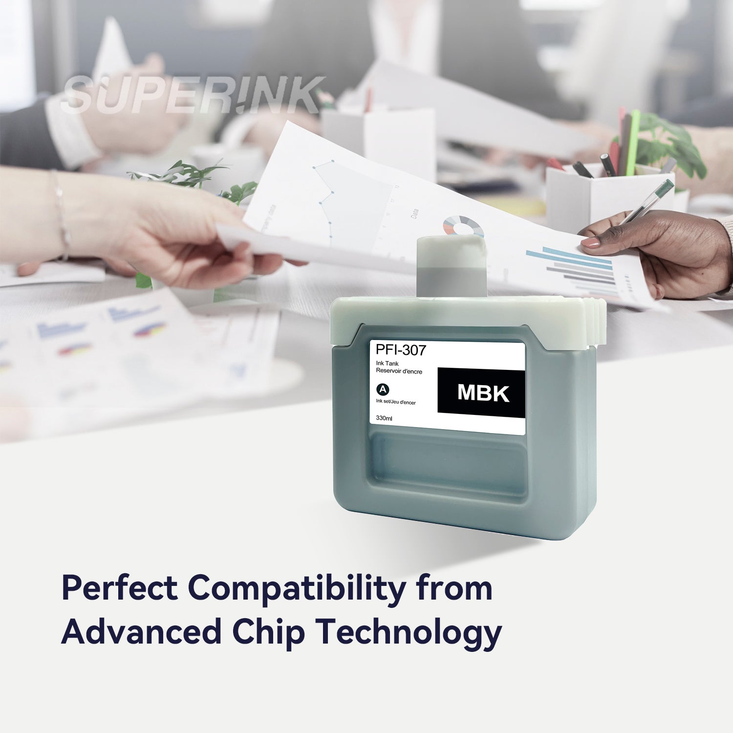 Compatible Canon PFI-307MBK 330ml Matte Black Ink By Superink