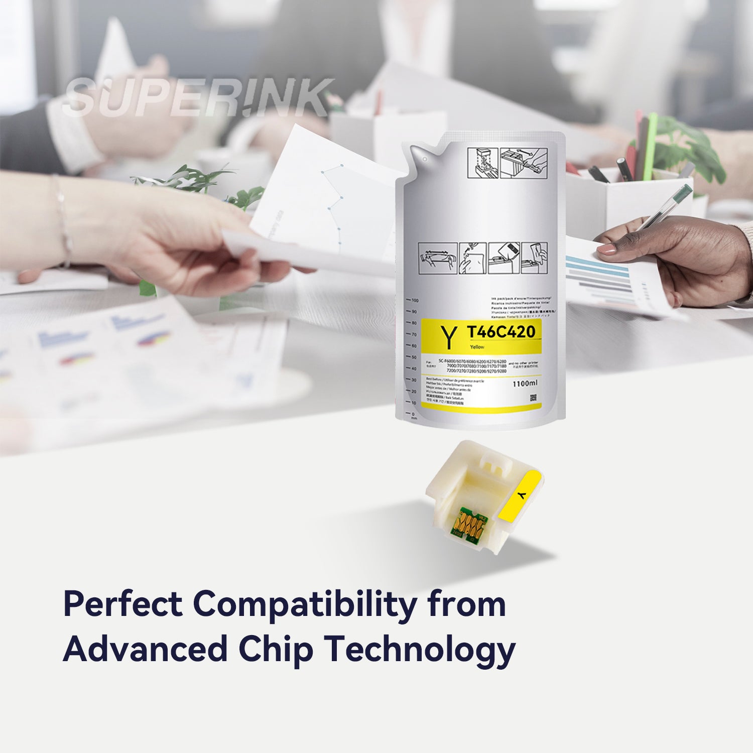 Compatible Epson T46C4 DS Ink Pack, 1100ML - Yellow By Superink