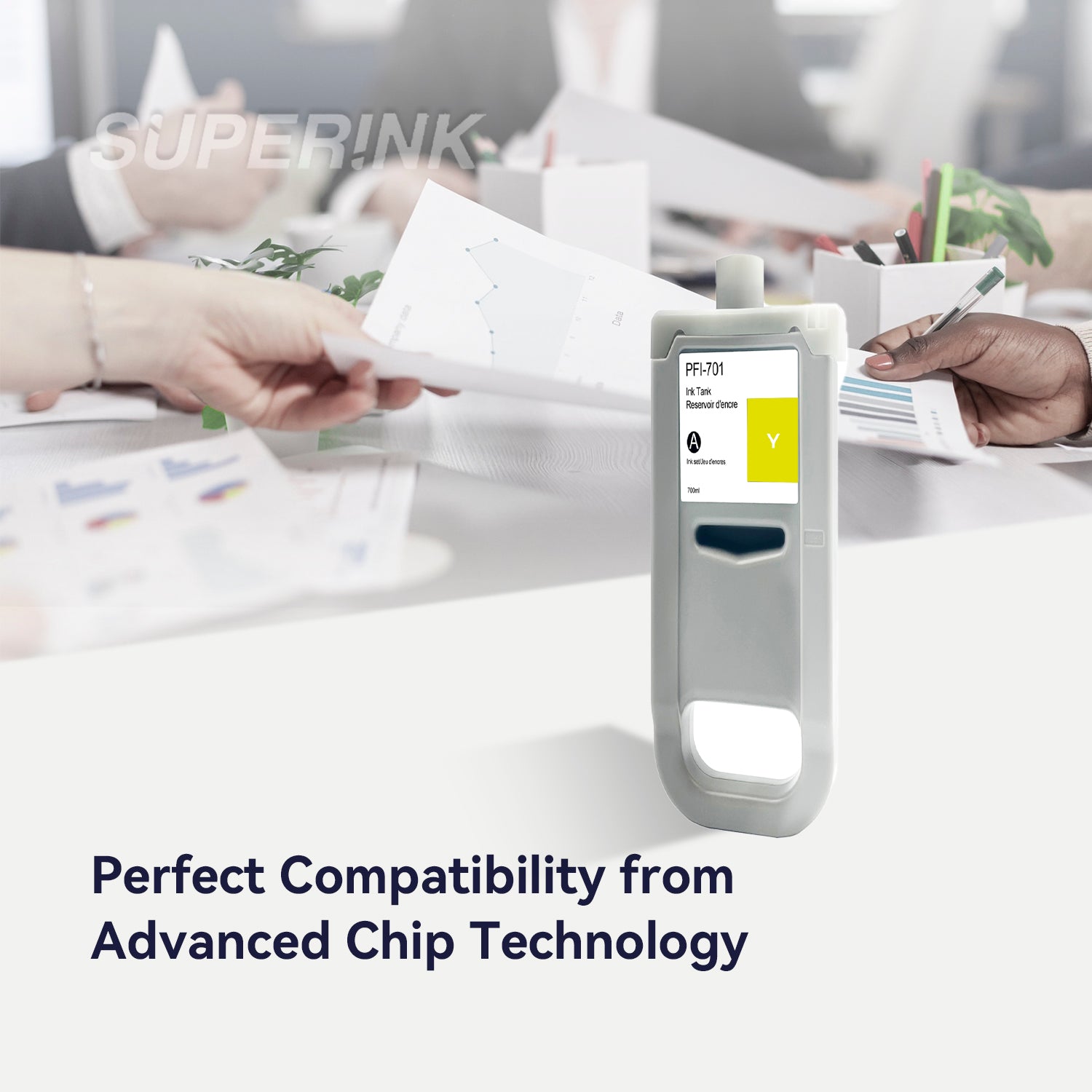 Compatible Canon PFI-701Y 700ml Yellow Ink By Superink