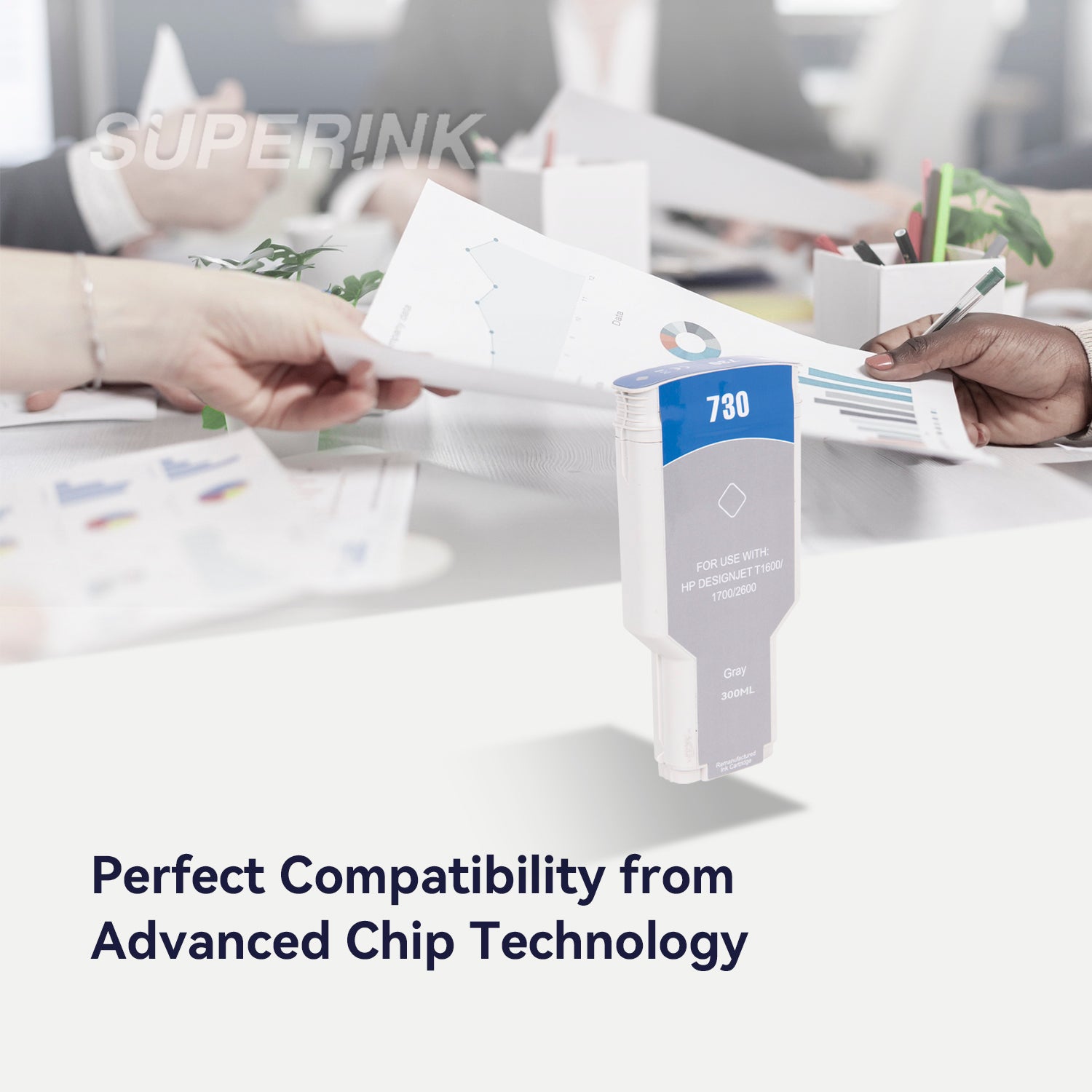 Compatible HP 730 (P2V72A) 300ml Grey Ink Cartridge By Superink