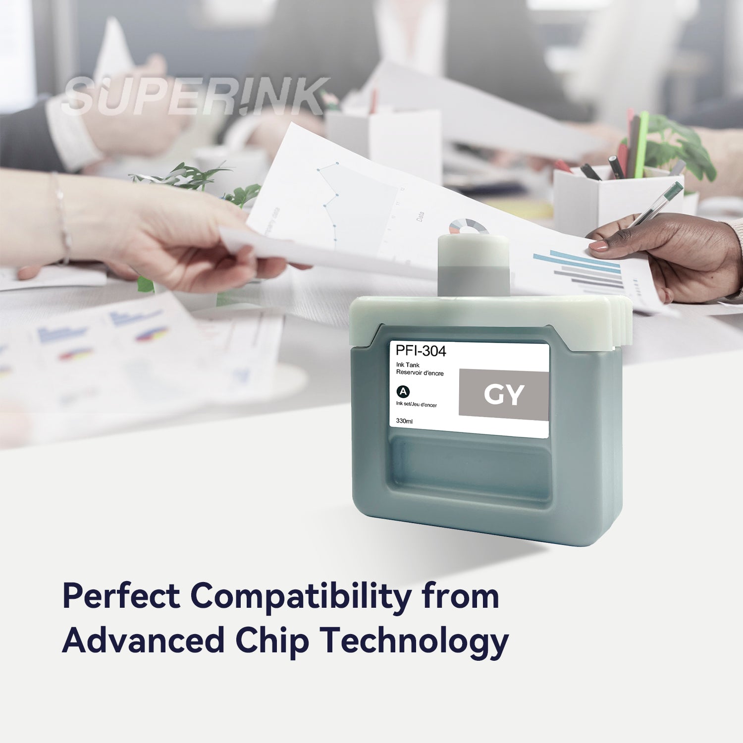 Compatible Canon PFI-304GY 330ml Grey Ink