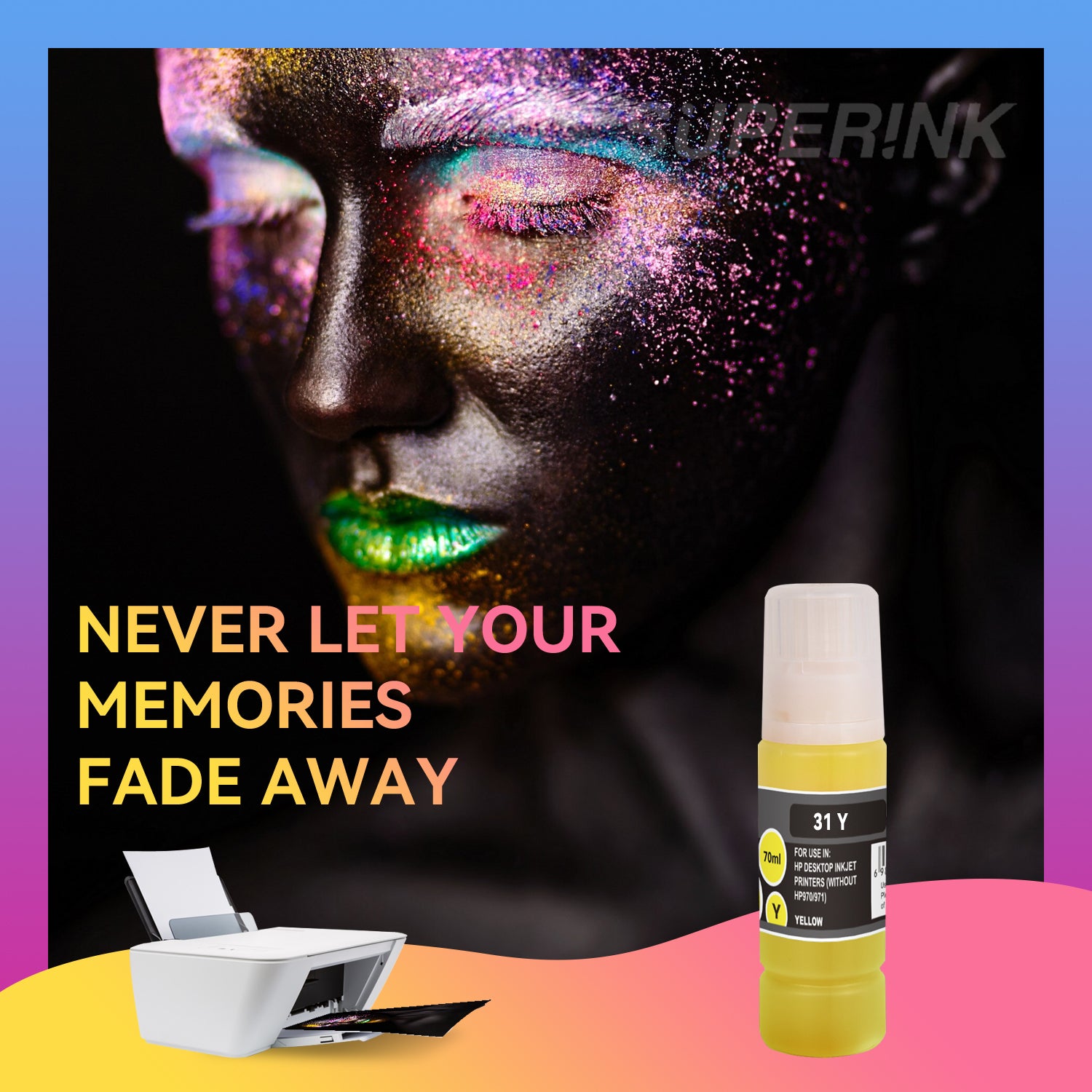 Compatible HP 31 1VU28AN Yellow Ink Bottle by Superink