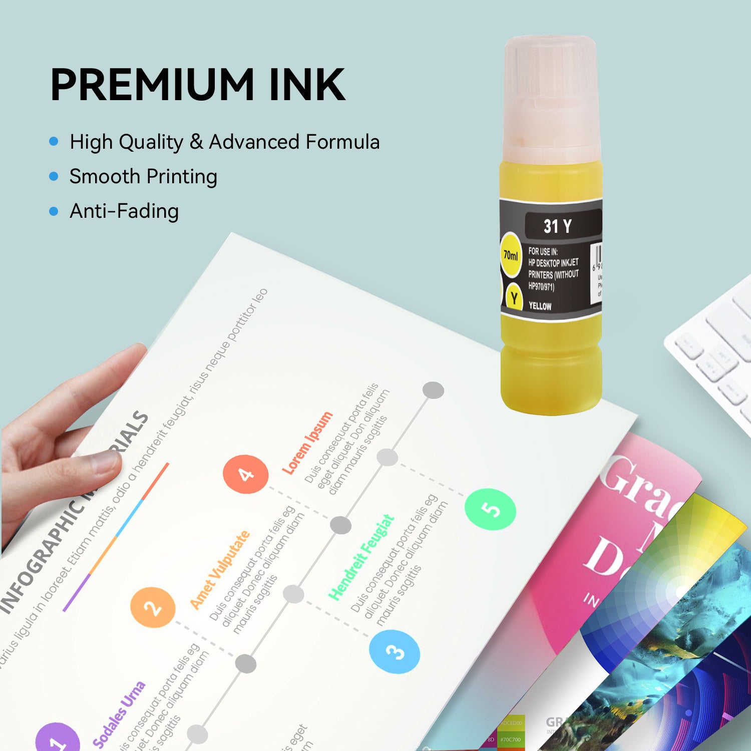 Compatible HP 31 1VU28AN Yellow Ink Bottle by Superink