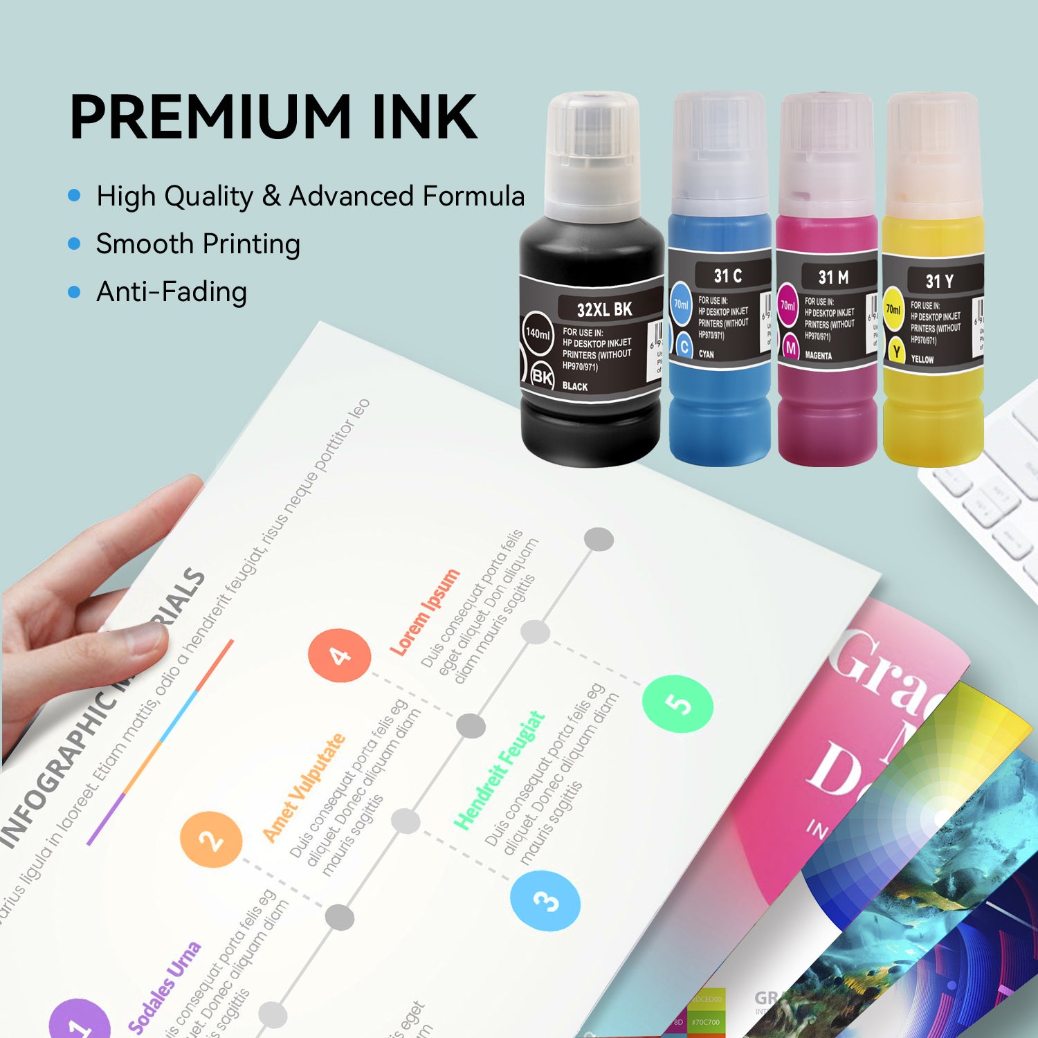 Compatible HP 32XL 31 Combo Ink Bottle BK/C/M/Y by Superink