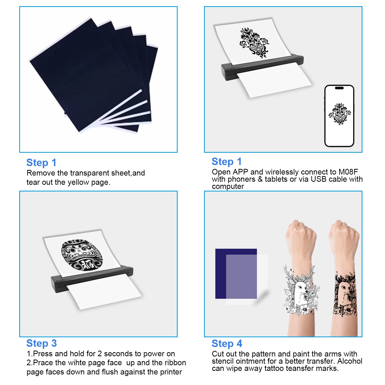 Portable Tattoo Printer A4 Bluetooth Ready