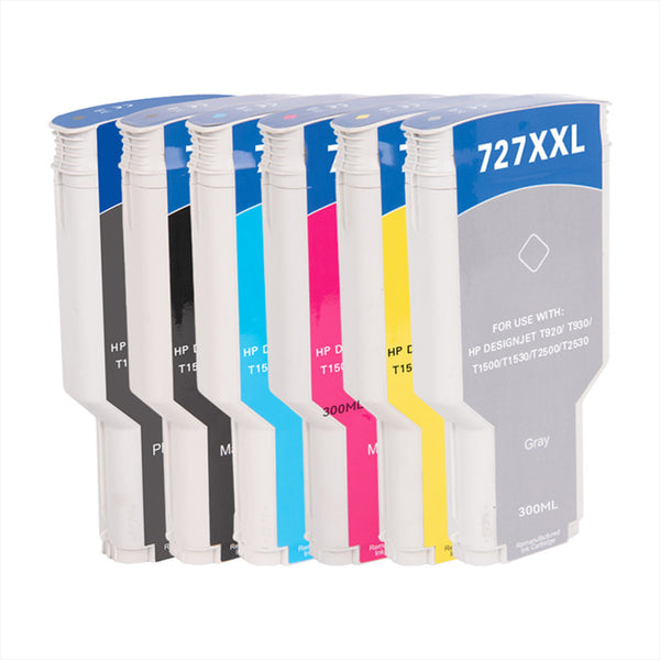 727 Ink Compatible HP 727 300ml Ink Combo MBK/PBK/C/M/Y/GY - Superink.ca