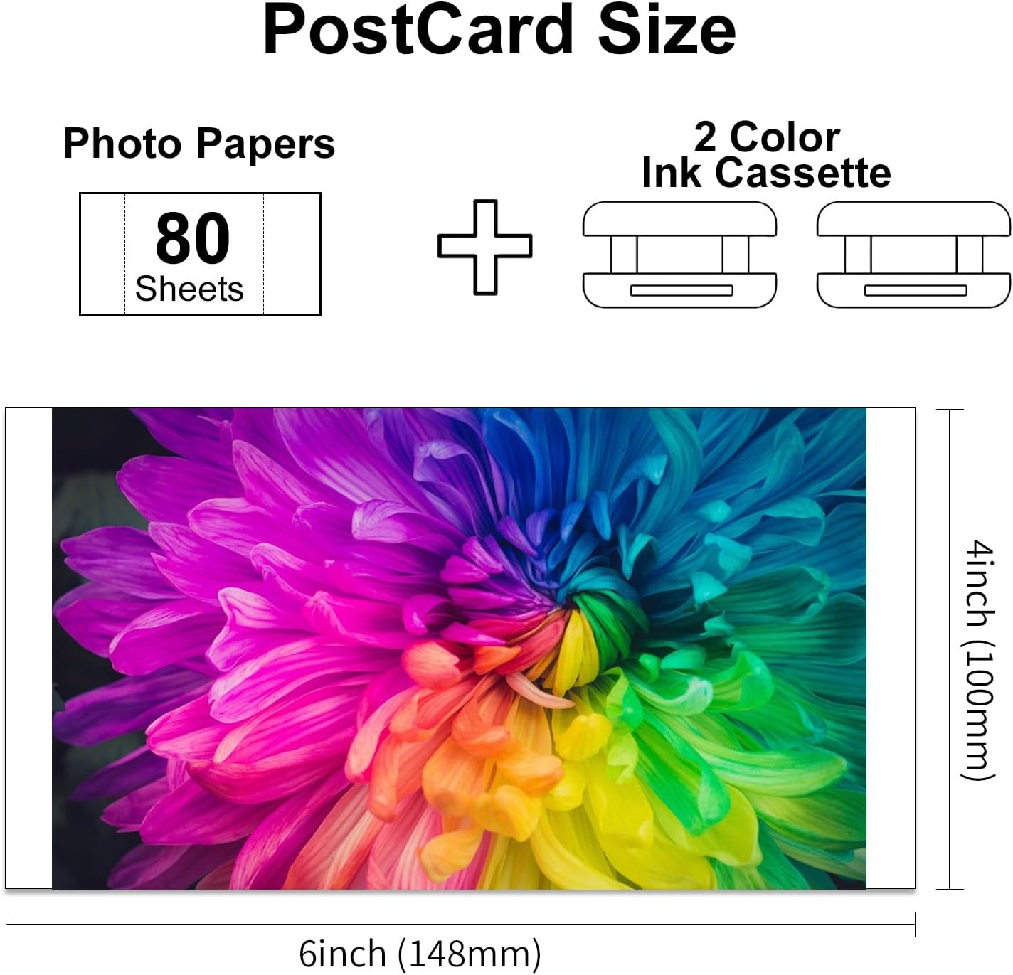 Compatible Amber M100/M200 4x6" Photo Printer Ink & 80 Sheets Paper