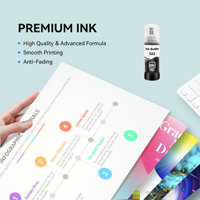 Compatible Epson T522 T522120-S Black Ink Bottle by Superink