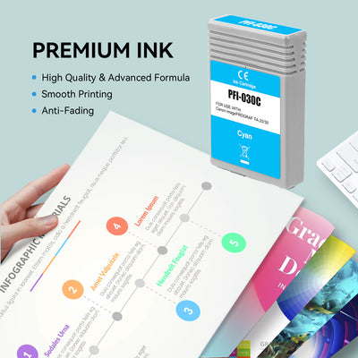 Compatible Canon PFI-030C Cyan Ink Cartridge By Superink