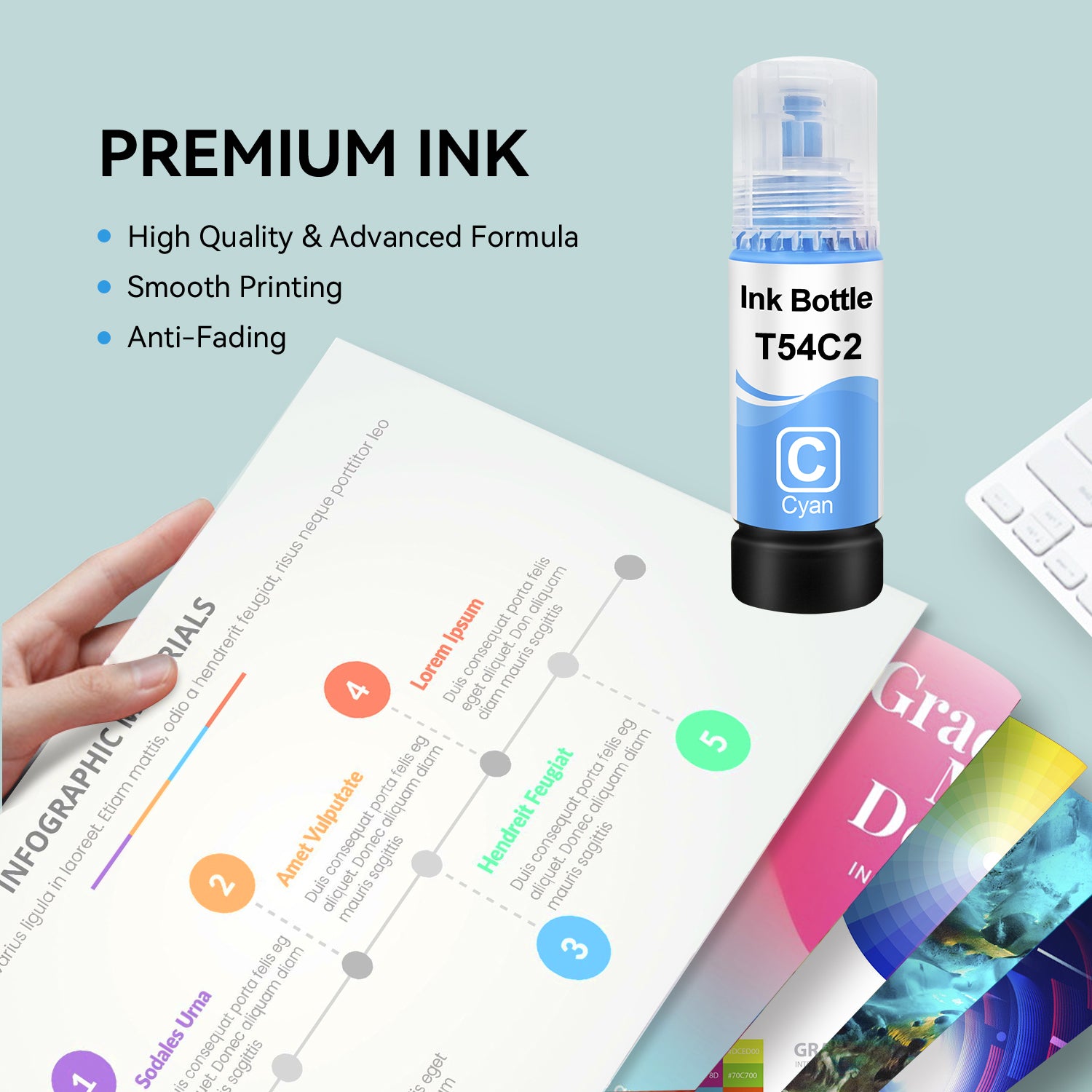 Compatible Epson T54C T54C220 Cyan Ink Bottle