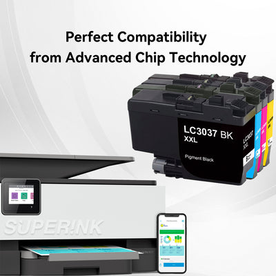 Compatible Brother LC3037 XXL Combo Ink Cartridge BK/C/M/Y by Superink