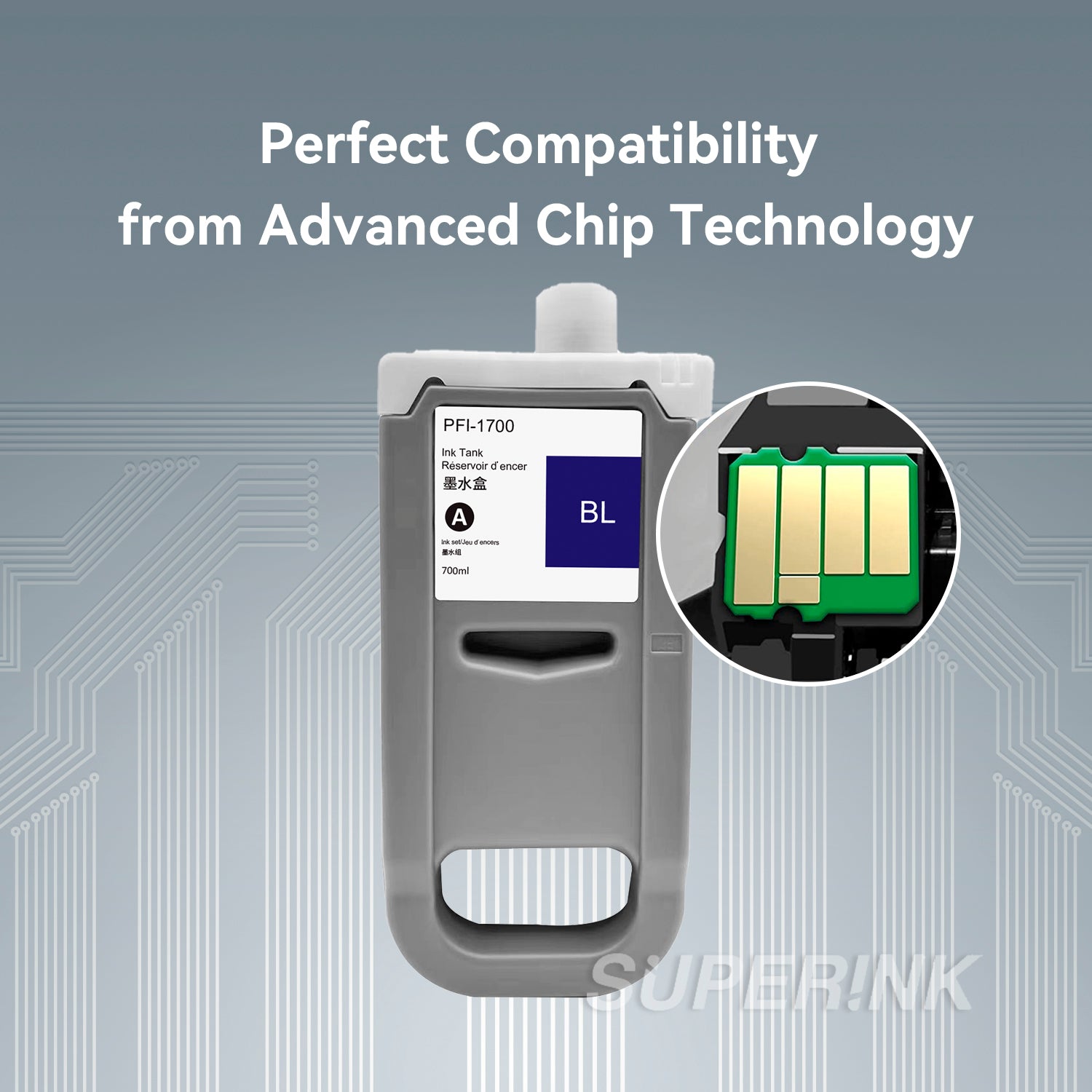 Compatible Canon PFI-1700 Blue Ink Cartridge By Superink