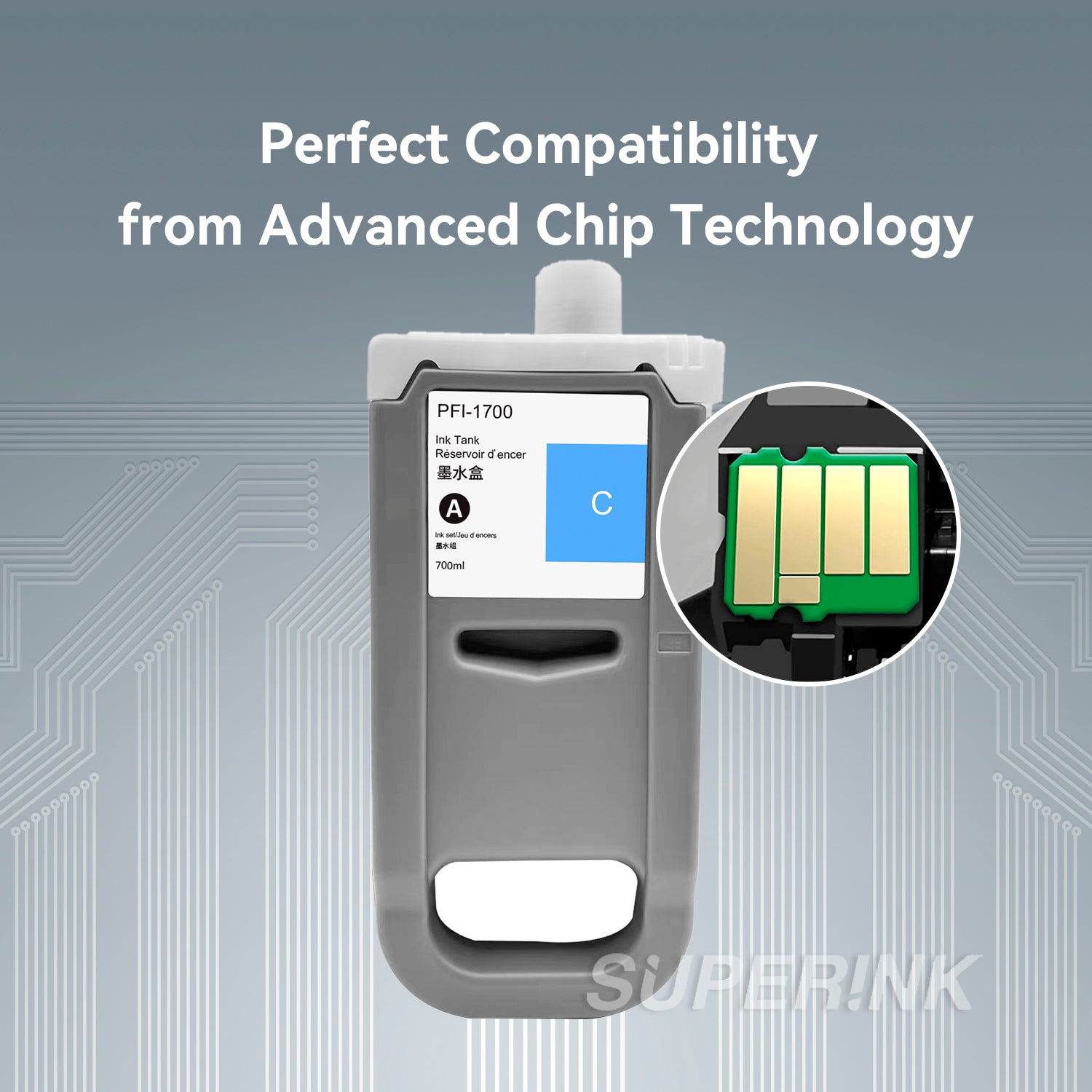 Compatible Canon PFI-1700 Cyan Ink Cartridge By Superink