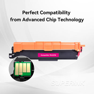 Cartouche de toner magenta TN-227 compatible AVEC CHIP par Superink