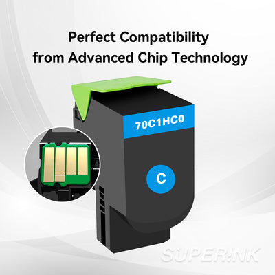 Compatible Lexmark 70C1HC0 Cyan Toner Cartridge By Superink