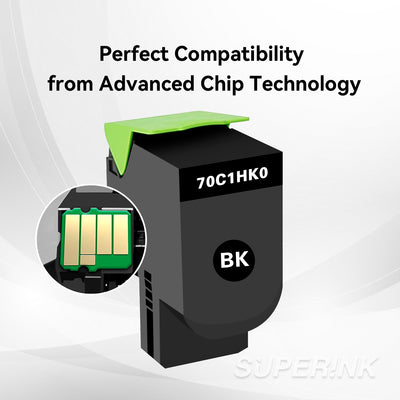 Cartouche de toner noir Lexmark 70C1HK0 compatible par Superink