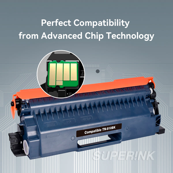 Compatible Brother TN810 (TN810BK) Toner Cartridge, Black, 9K Yield