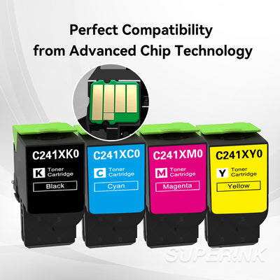 Compatible Lexmark C241XK0 C241XC0 C241XM0 C241XY0 Toner Cartridge Set