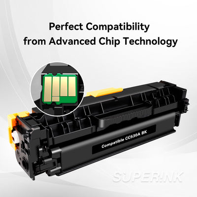 Compatible HP CC530A (304A) Black Toner Cartridge By Superink