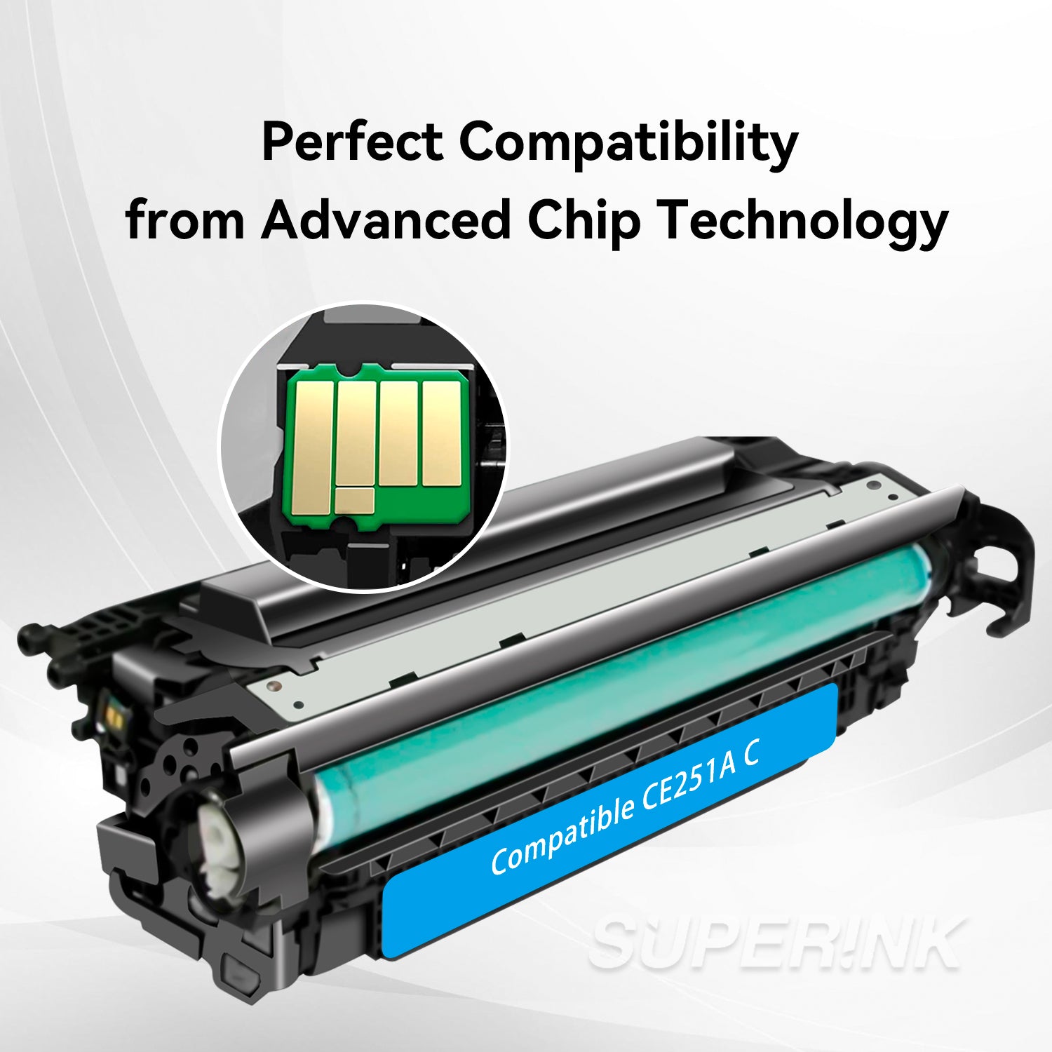 Compatible CE251A HP 504A Cyan Toner Cartridge By Superink