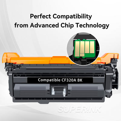 Compatible HP CF320A Toner Cartridge Black for M651 M680 By Superink