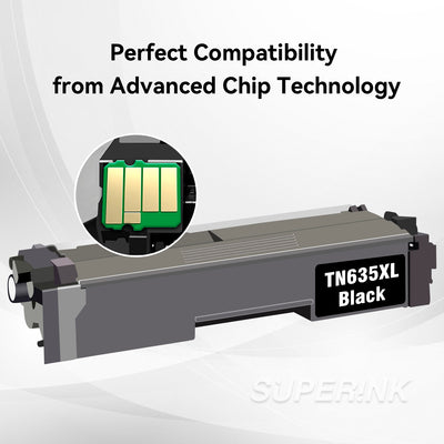 Compatible Brother TN635 / TN635XL Black Toner Cartridge High Yield