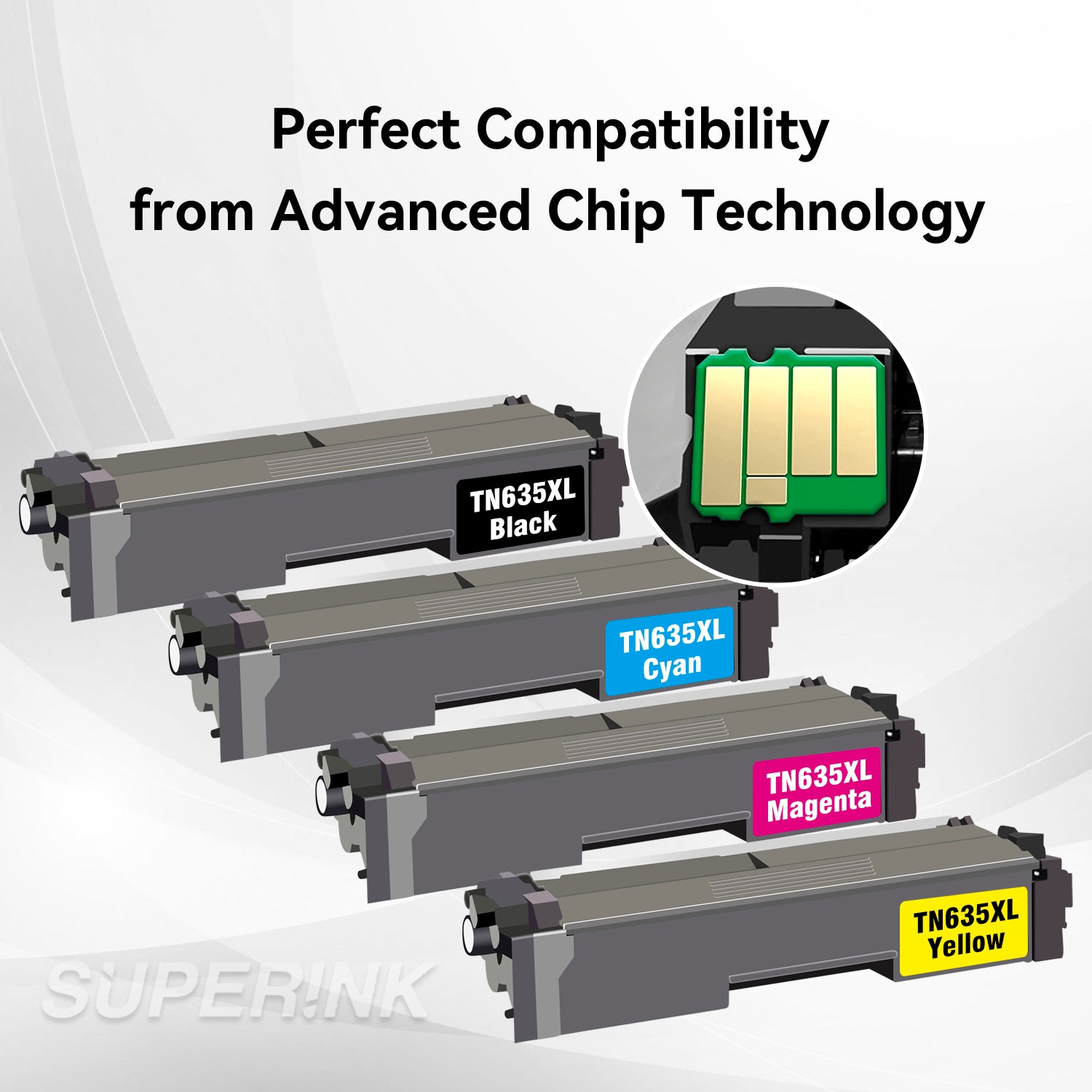 Compatible Brother TN635 / TN635XL Toner Cartridge Set High Yield BK/C/M/Y