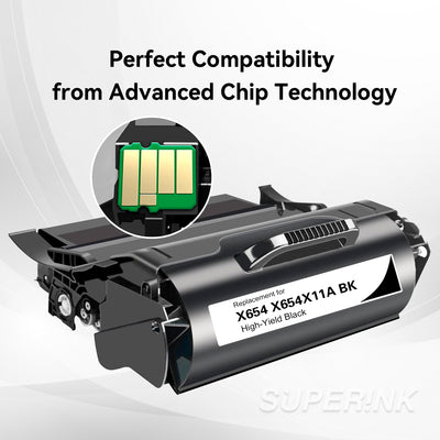 Compatible Lexmark X654 / X654X11A Cartouche de toner noir par Superink