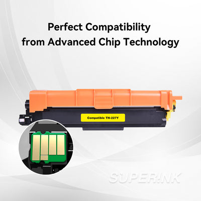Compatible TN-227 Yellow Toner Cartridge WITH CHIP by Superink