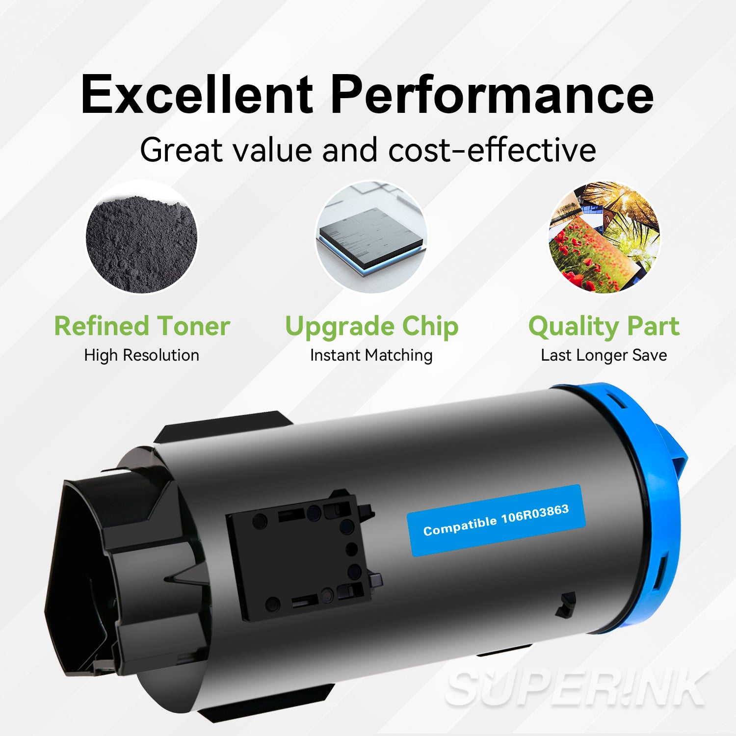 Compatible Xerox 106R03863 Cyan Toner 9000 Pages by Superink