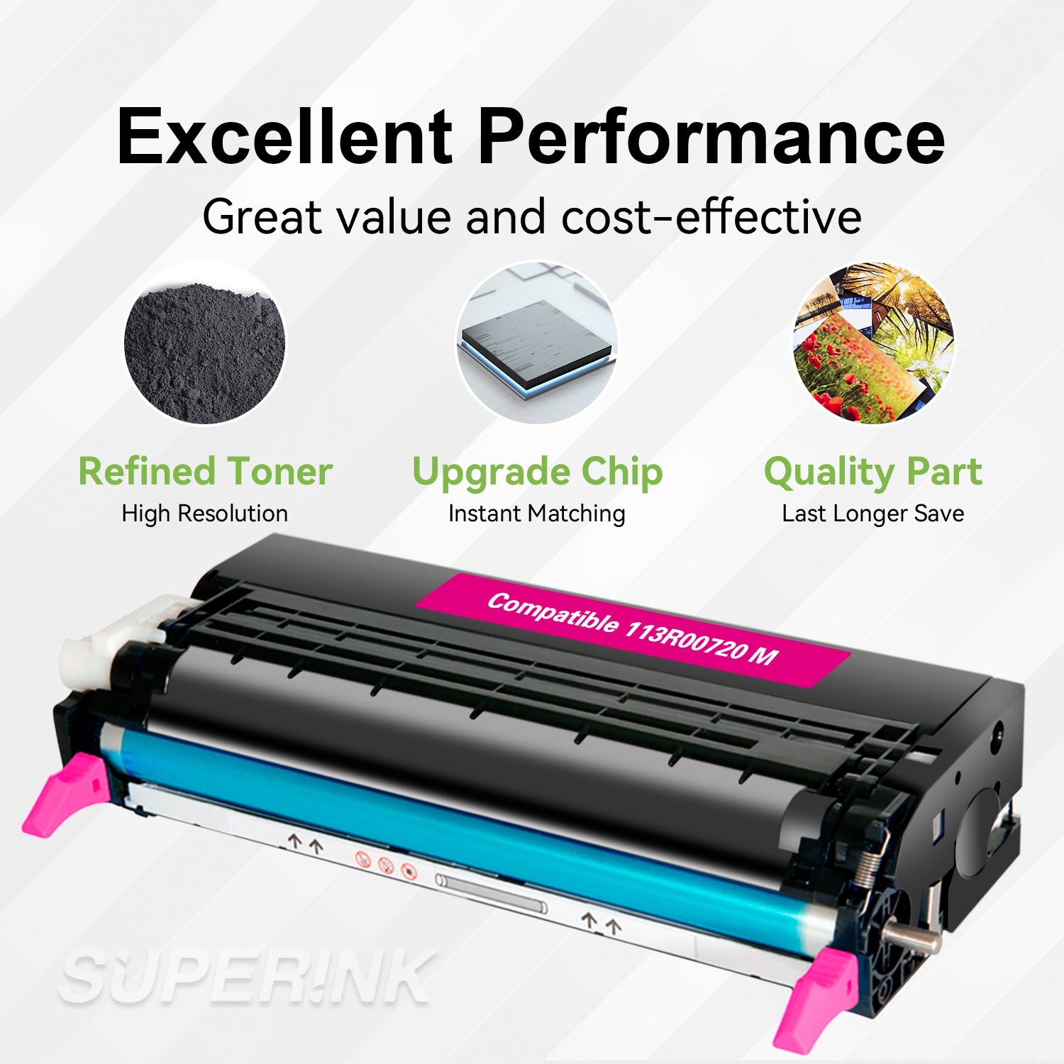 Compatible Xerox 6180 / 113R00720 Magenta Toner Cartridge By Superink