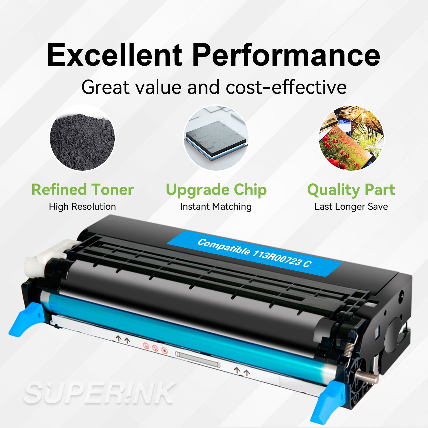 Compatible Xerox 6180 / 113R00723 Cyan Toner Cartridge By Superink