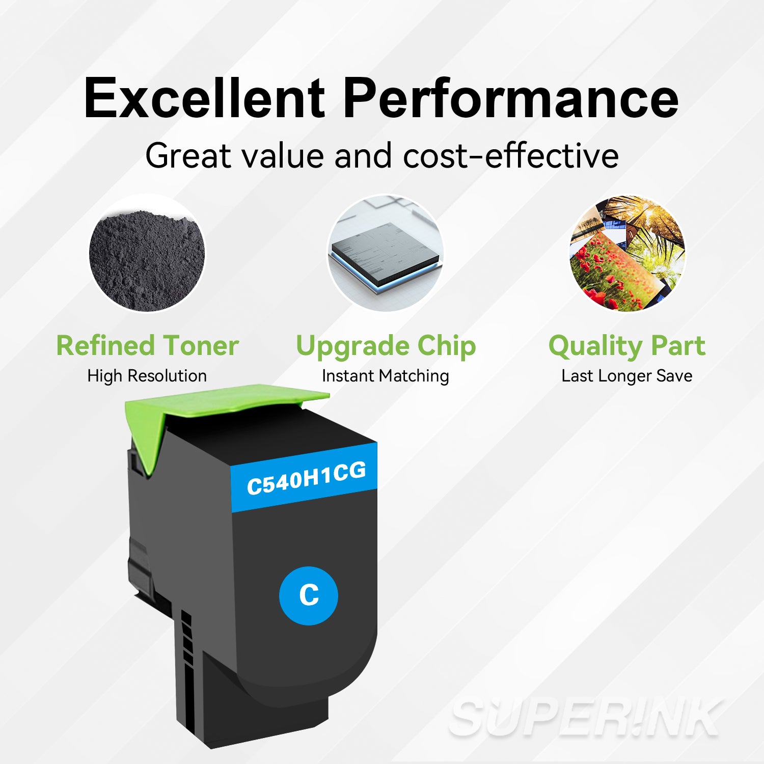 Compatible Lexmark C540 C540 C540H1CG Cartouche toner cyan par Superink