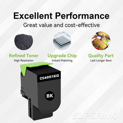 Compatible Lexmark C540 C540H1KG Black Toner Cartridge By Superink