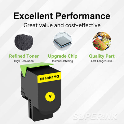 Cartouche de toner jaune Lexmark C540H1YG compatible par Superink