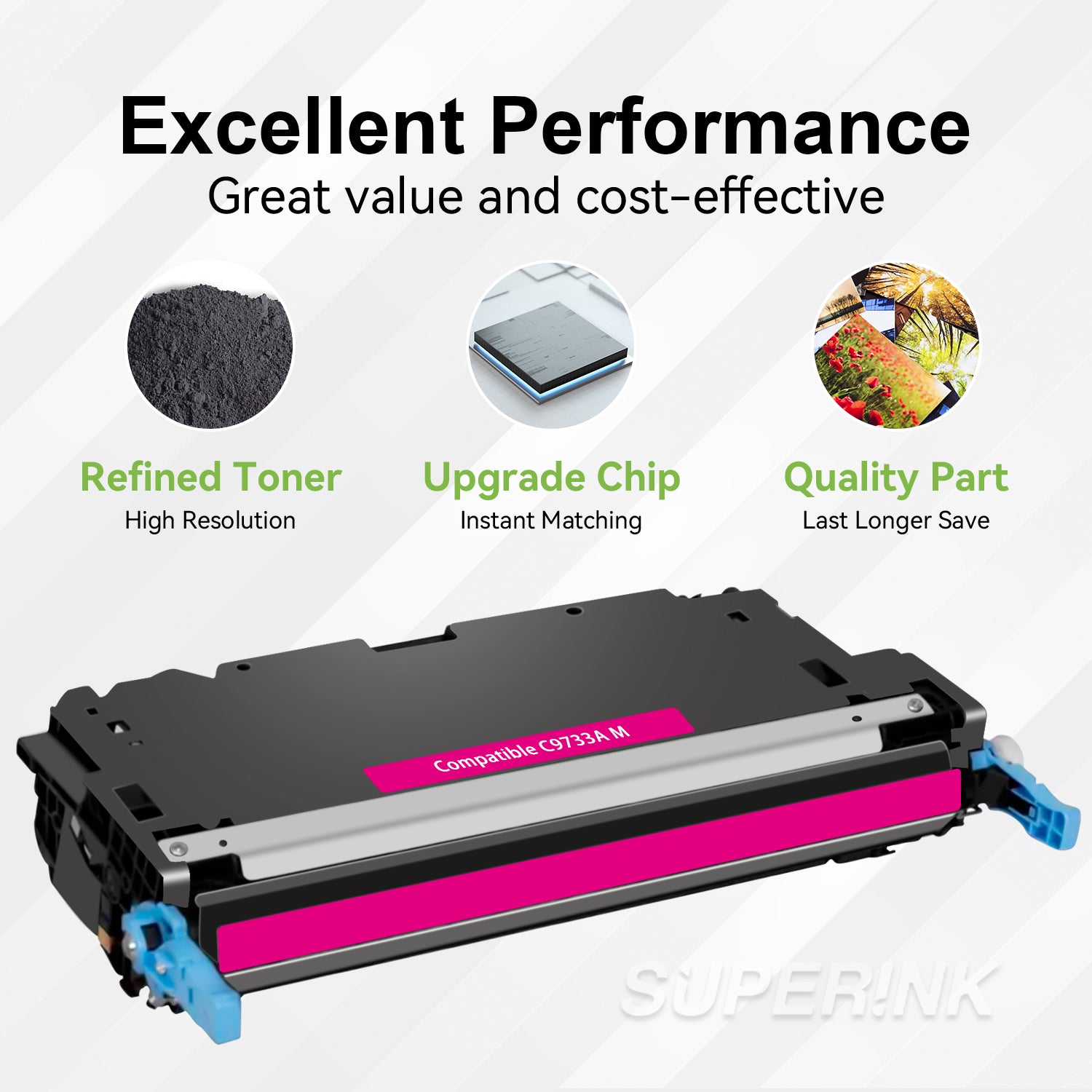Cartouche de toner magenta HP C9733A compatible (HP645A) par Superink