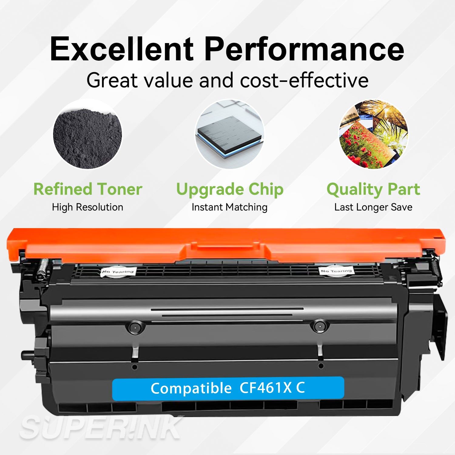Compatible HP CF461X (656X) Cyan Toner Cartridge By Superink