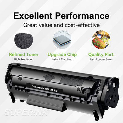 Cartouche de toner noir compatible HP 12A (Q2612A) par Superink