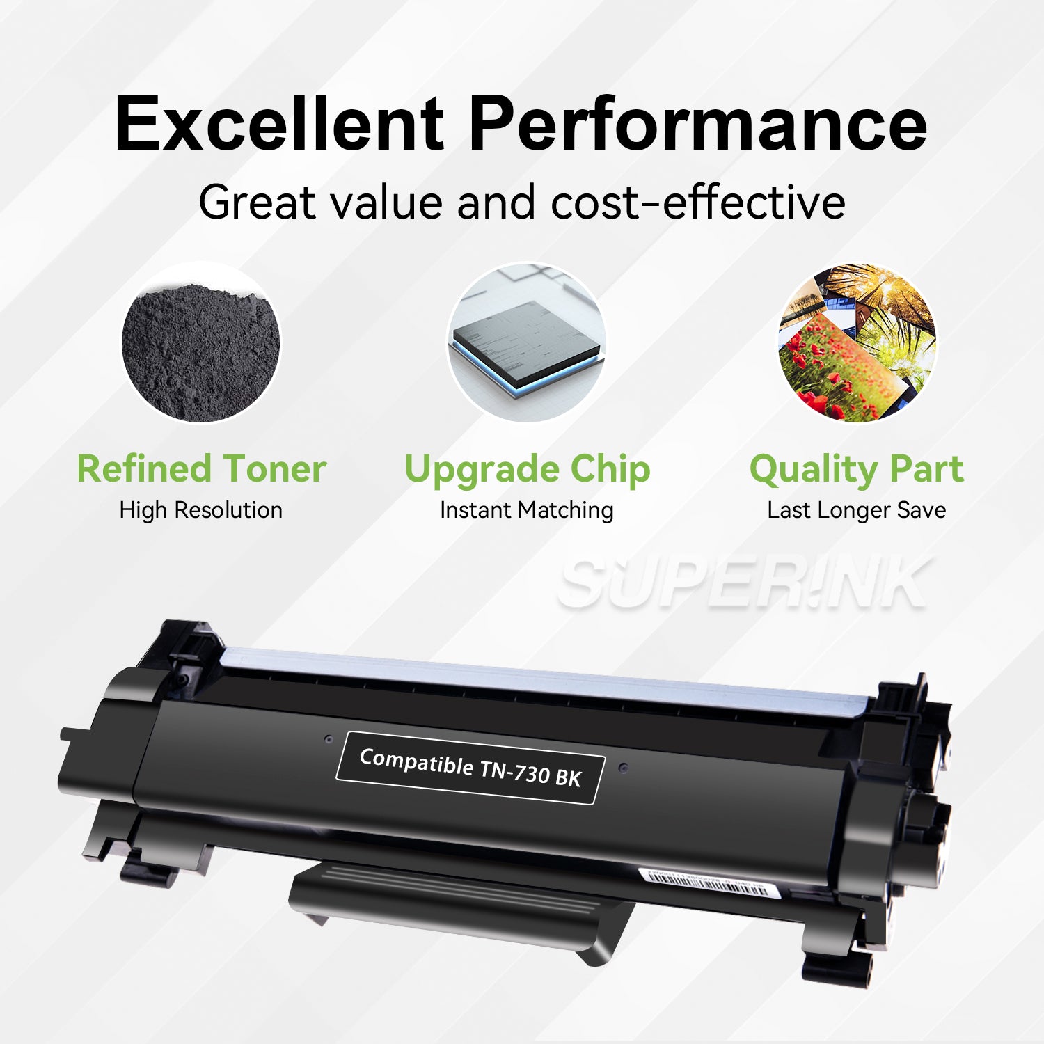 Compatible Brother TN730 Black Toner Cartridge (with chip) by Superink