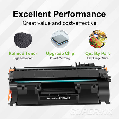 Compatible HP CF280A Black Toner Cartridge (HP 80A) By Superink