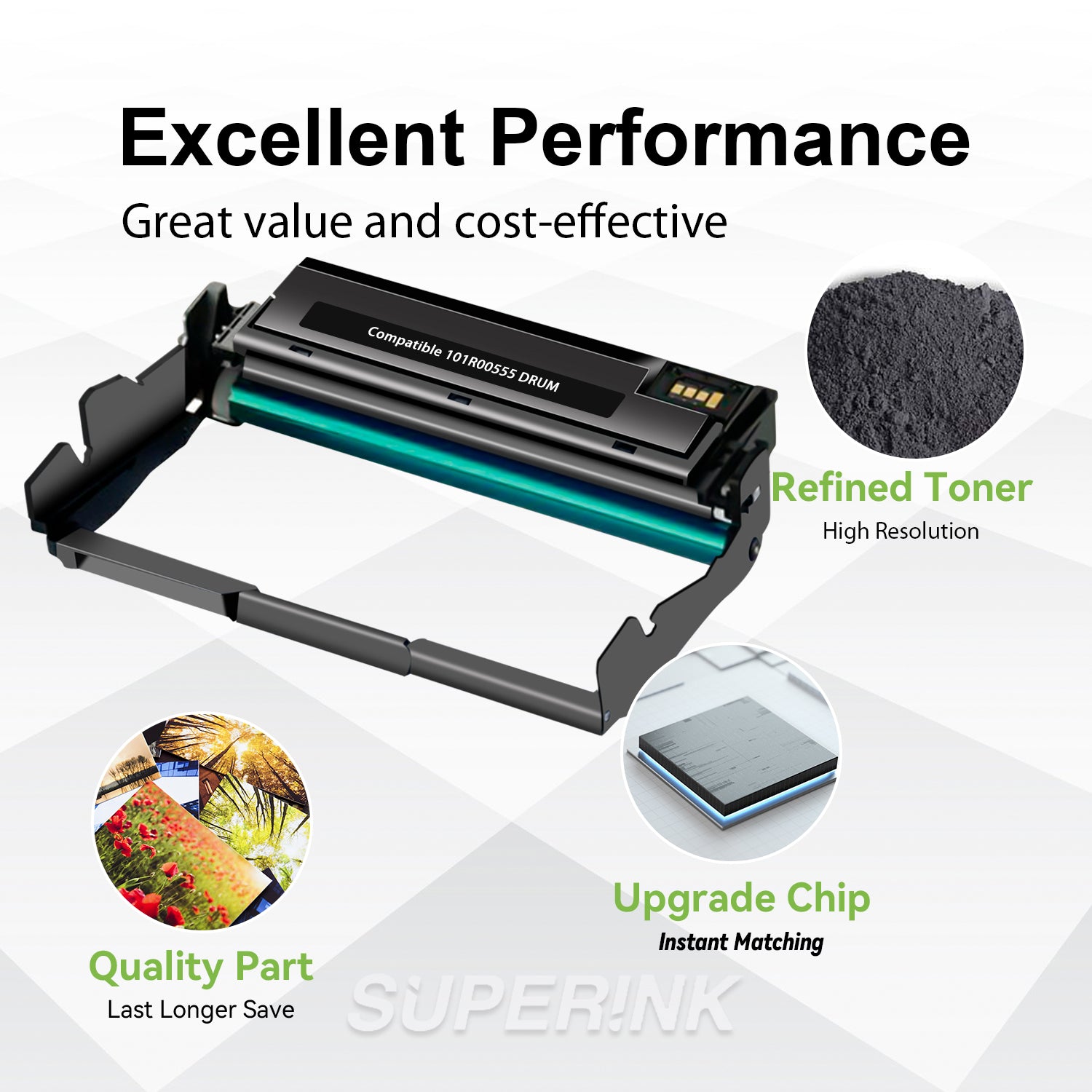 Compatible Xerox 101R00555 Drum Unit By Superink