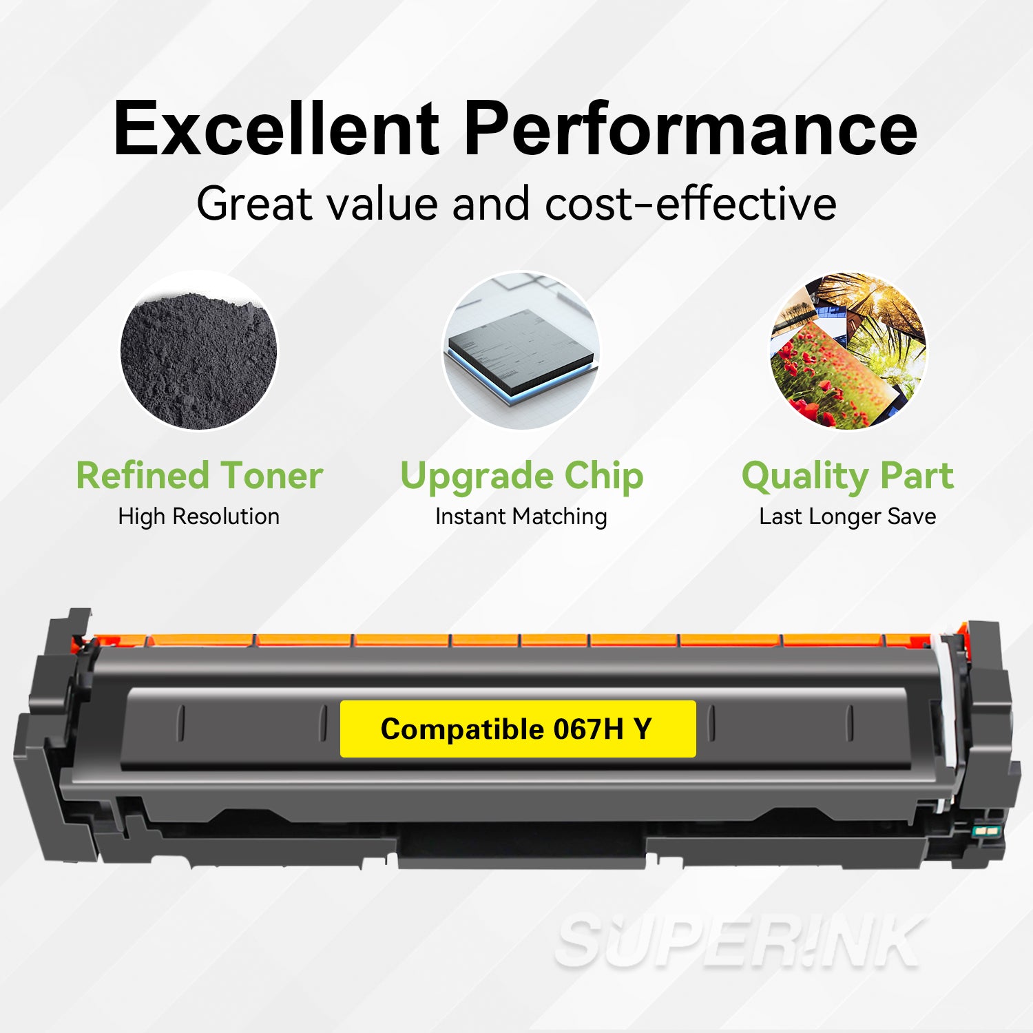 Compatible Canon 067H Yellow Toner Cartridge With Chip High Yield By Superink