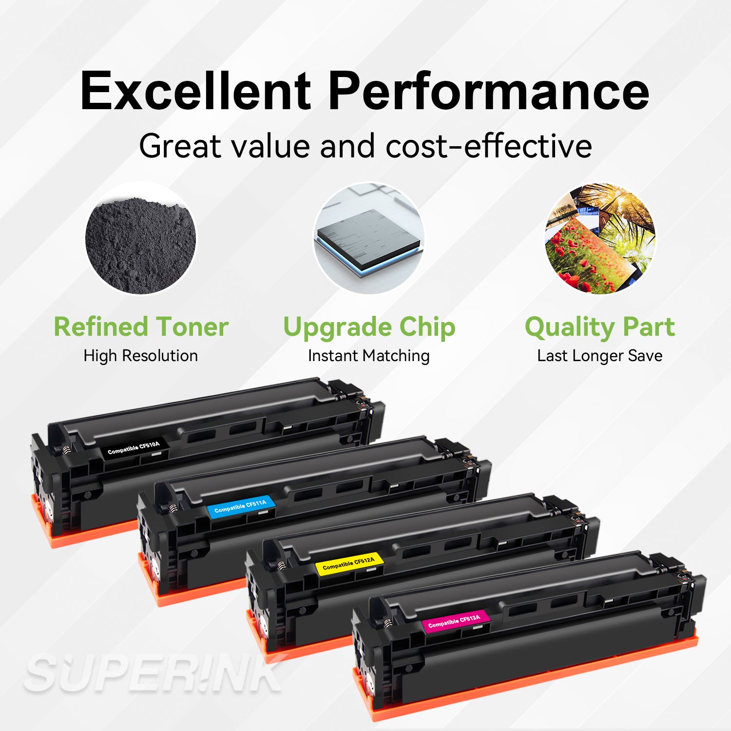 Compatible HP CF510A CF511A CF512A CF513A Toner Set by Superink
