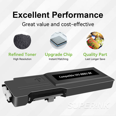 Toner noir compatible Dell C2660dn / C2665dn 593-BBBBU By Superink
