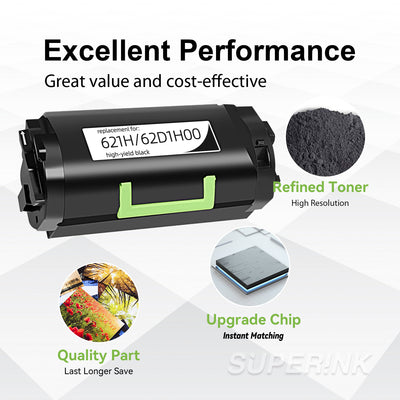 Compatible Lexmark 621H / 62D1H00 Black Toner Cartridge By Superink
