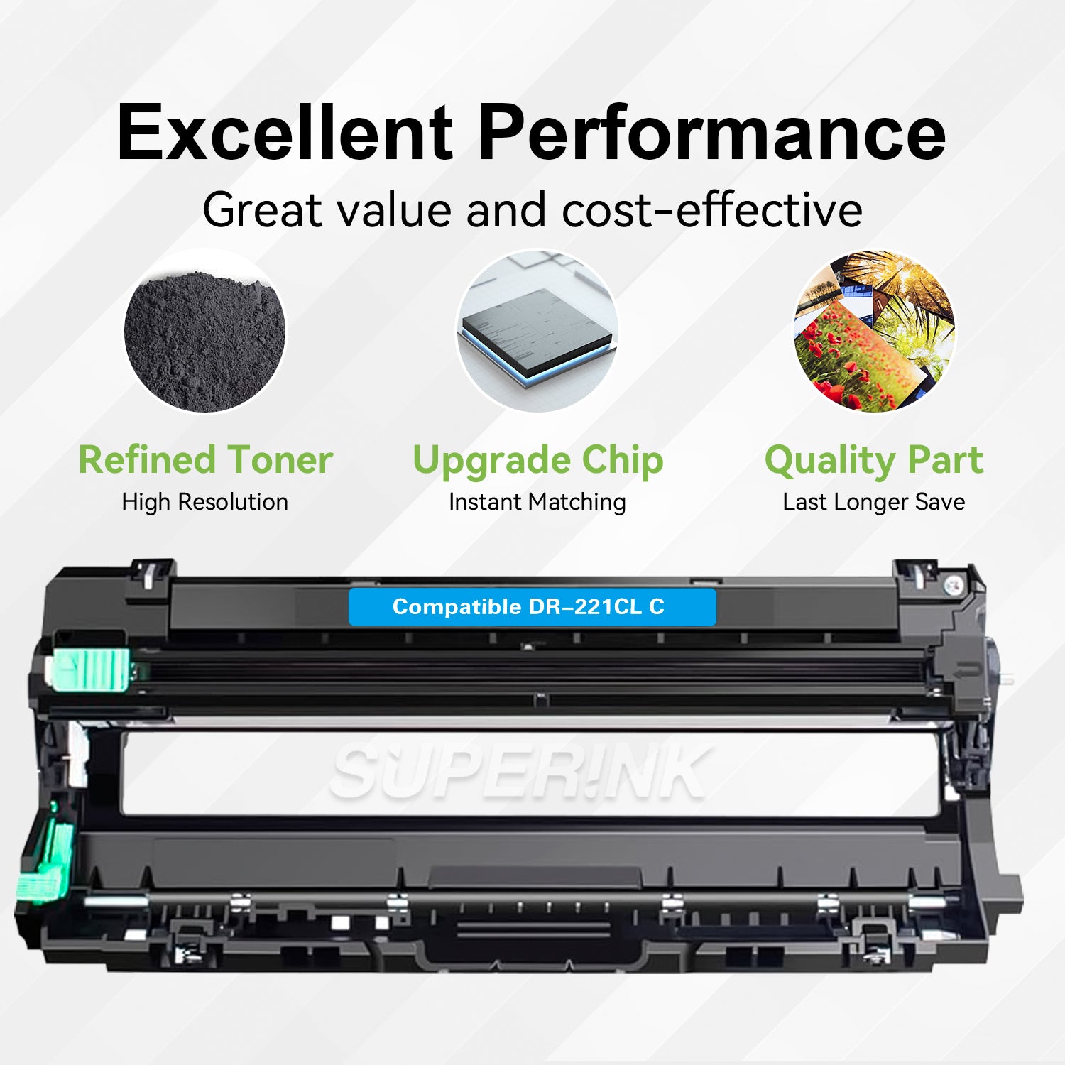 Compatible Brother DR-221CL Cyan Drum Unit by Superink