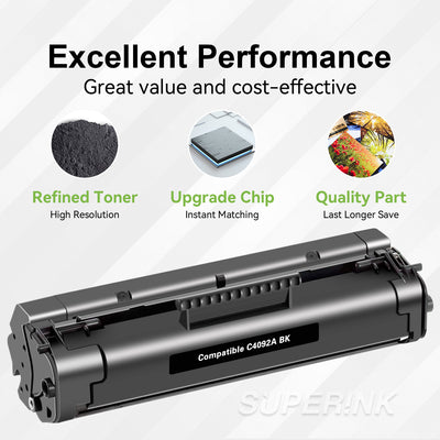Compatible HP 92A (C4092A) Black Toner Cartridge By Superink