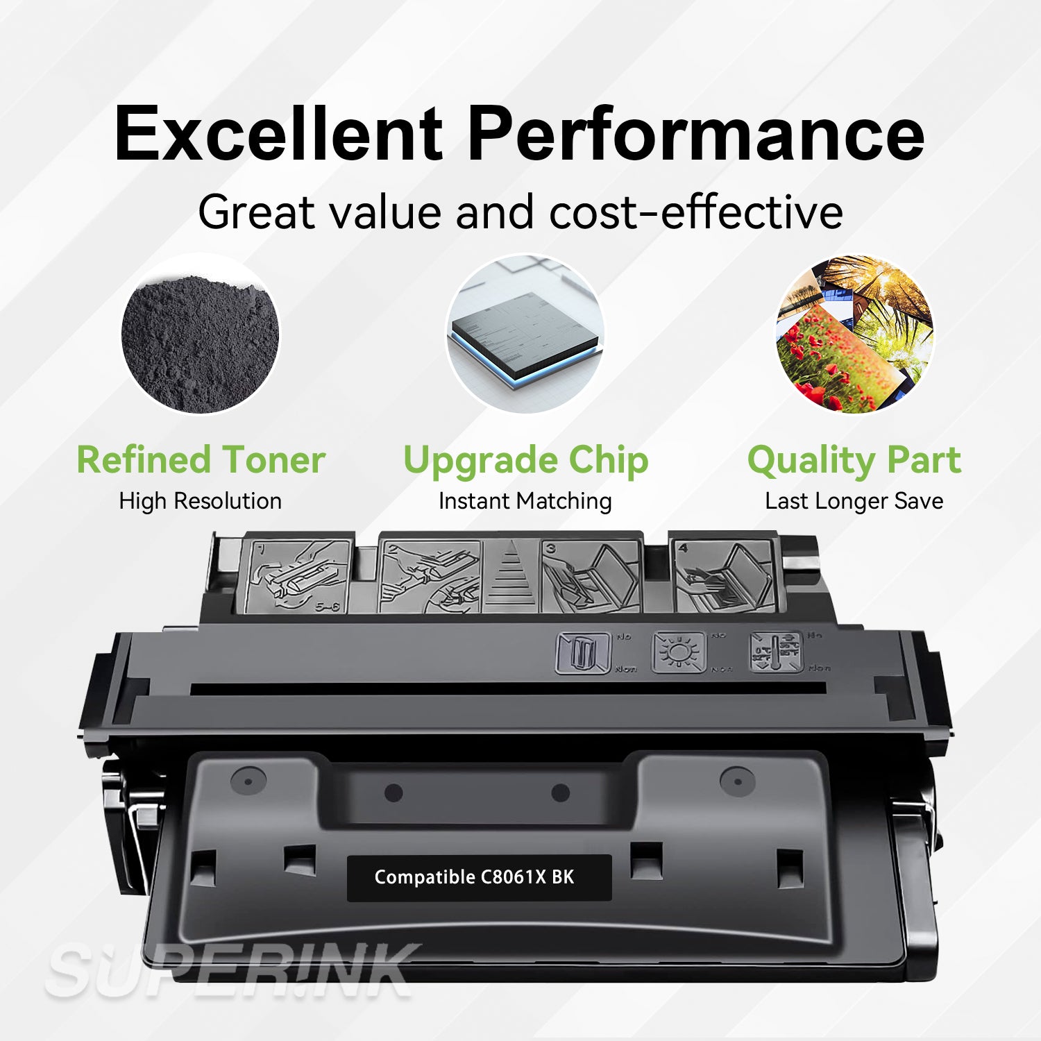 Cartouche de toner noir HP 61X (C8061X) compatible par Superink
