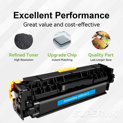Compatible HP CC531A (304A) Cyan Toner Cartridge By Superink